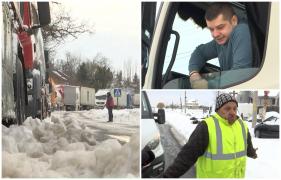 Zeci de şoferi, blocaţi 35 de ore în nămeţi, fără apă sau mâncare. O bătrânică a făcut pentru ei ce n-au reuşit autorităţile: "Nu ne bagă în seamă. Trec pe lângă noi"