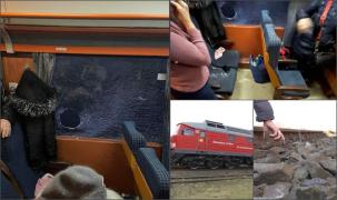 Femeie, rănită după ce un individ a aruncat cu un bolovan în geamul trenului. "A fost groaznic"