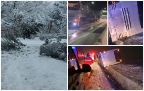 Zeci de drumuri blocate şi maşini rămase prizoniere în nămeţi din cauza viscolului. O femeie a murit, după ce medicii au ajuns cu greutate la ea