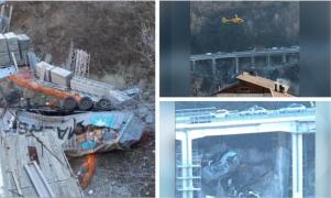 Un şofer român a scăpat miraculos cu viaţă după un accident teribil în Italia: TIR-ul pe care îl conducea a căzut 15 metri în gol