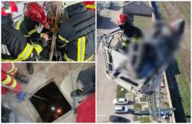 A căzut 14 metri în gol, într-un siloz de cereale din Arad, dar o "minune" i-a salvat viaţa. Bărbatul a fost scos cu greu, dar conştient