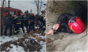Bărbat salvat dintr-o fântână adâncă de zece metri, după ce ar fi încercat să se sinucidă. Pompierii doljeni au reușit să-l scoată în ultima clipă