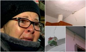 "Am ajuns în stradă". O femeie din Gorj plânge şi cere cu disperare ajutor. De la cutremur, pereţii casei s-au umplut de crăpături, iar tavanul stă să cadă