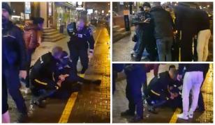 Un bărbat supărat că și-a pierdut toți banii la păcănele a făcut un scandal uriaș cu polițiștii în fața unui cazinou din Baia Mare