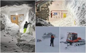 Zăpadă de peste 2 metri la Bâlea Lac. Stratul de omăt a acoperit inclusiv hotelul de gheață