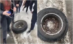 La un pas de tragedie: Un microbuz a rămas fără două roți, în mers, la Suceava. Transporta elevi la o şcoală din Câmpulung Moldovenesc