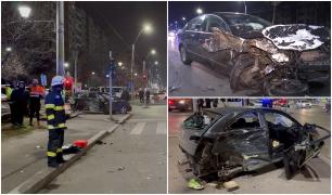 "L-a făcut praf! Fii atent că a luat şi maşinile astea!" Un șofer a făcut prăpăd aseară în București. Șase mașini distruse, trei oameni la spital