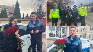 "Avem o surpriză!" Un tânăr poliţist şi-a oprit iubita în trafic de 8 martie şi a cerut-o în căsătorie: "Doream să fac acest lucru într-o zi importantă"