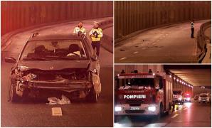 Un șofer a făcut prăpăd cu un Renault în Pasajul Băneasa. Omul și-a distrus complet mașina, după ce a pierdut controlul volanului