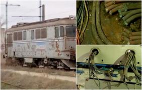 Locomotive puse sub sechestrul ANAF, prădate de hoţi, la pont. Prejudiciu de 4 milioane de lei: ''Se vede cum au fost tăiate cablurile''