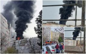 "Mamă, da' arde, nu glumă!" Incendiul de la terasa unui bloc din Sectorul 5 ar fi izbucnit de la o scânteie de la un aparat de sudură