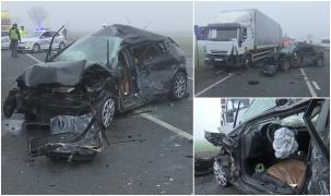 "A încercat să se bage între mine şi taxi, dar nu a reușit". Un tânăr a provocat un accident teribil pe un drum din Buzău