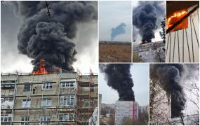 "Arde tot blocul, să vină urgent pompierii". Incendiu uriaş pe terasa unui bloc din Rahova. Fumul gros zărit şi din oraşul Bragadiru