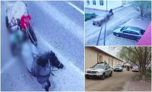 Tragedie filmată la Țigănești. Un bărbat a murit strivit sub căruță, după ce calul s-a speriat de un camion și a rupt-o la fugă