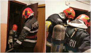 Garsonieră, cuprinsă de flăcări de la o țigară uitată aprinsă. Proprietarul a fost găsit, inconștient, de pompieri