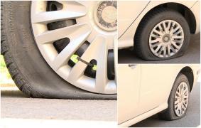 Cu loc de parcare, dar fără cauciucuri. 37 de maşini, vandalizate în parcarea unui bloc din Târgu Mureş: "A fost prea voios. Probabil e o chestie psihică"