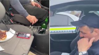 Șofer prins la volan în timpul unei paranghelii, cu friptură și bere. Abia înțelegea ce îi spuneau polițiștii