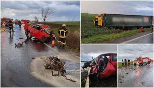Șoferiță aruncată din mașină, după ce a intrat cu viteză într-un TIR, pe un drum din Arad. Femeia a murit pe loc