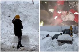Au condus din Italia, ca să rămână înzăpeziţi la câţiva km de casă. Furia "iernii" de aprilie i-a lovit pe români când se aşteptau mai puţin
