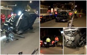 "Părea speriată". S-a urcat băută la volan şi s-a răsturnat cu maşina în Capitală. Prima grijă a şoferiţei a fost animalul de companie