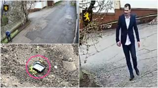 Momentul în care patronul firmei de mobilă care a păcălit sute de români rupe brățara electronică și evadează. Trebuia să revină în arest