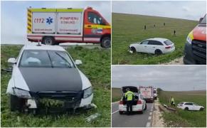 Accident teribil la Constanţa, după ce o şoferiţă s-a răsturnat cu maşina. Patru copii, între care un bebeluş de 9 luni, răniţi după impact