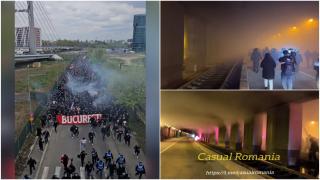 Steaua-Dinamo. Momentul în care 3000 de ultraşi dinamovişti au plecat în marş spre Ghencea, însoţiţi de jandarmi