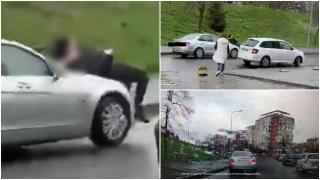 O femeie din Arad a fost la un pas să moară pentru locul de parcare. O şoferiţă a târât-o pe capotă, iar apoi a trecut cu roata la câţiva cm de ea