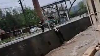 Câine salvat în mod miraculos din calea viiturilor, de un pompier, în Mehedinţi. Bărbatul a intrat fără să stea pe gânduri în apele învolburate