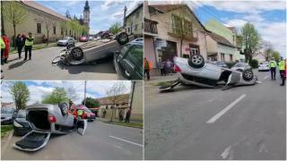 O femeie s-a răsturnat cu mașina pe o stradă din Satu Mare, după ce s-ar fi urcat băută la volan. În vehicul era și copilul ei de 10 ani