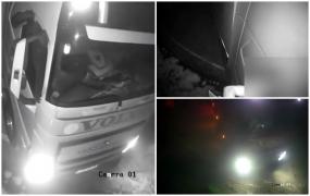 Momentul în care o cameră de supraveghere dintr-o parcare de pe DN 7 surprinde când este furată