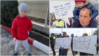 Luca, băieţelul strivit pe trecere de un TIR, înmormântat azi. Protestele continuă la Leţcani: "Vrem să sune clopoţelul, nu clopotul bisericii"