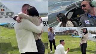 Cerere inedită în căsătorie: Un tânăr a organizat pentru iubită o plimbare cu un avion ultrauşor. La aterizare, a aşteptat-o cu inelul de logodnă