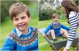 Prinţul Louis a împlinit 5 ani. Familia Regală a publicat o fotografie în care stă într-o roabă împinsă de mama sa