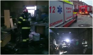 Explozie urmată de incendiu, într-o hală din Galaţi, de la o butelie cu gaz. Obiecte de mobilier, aruncate la distanţă de suflul deflagraţiei