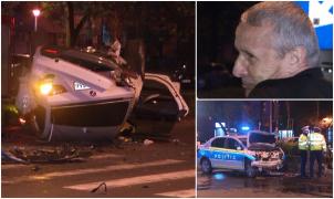 Filmul accidentului cu BMW și mașina de poliție, pe șoseaua Panduri din București. Agenții transportau un reținut la arest