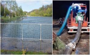 Lacul Curiacul s-a revărsat în Câmpina, după ce conducta de golire s-a înfundat. Nivelul apei a depășit cotele normale