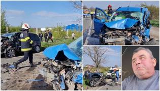 "Ferească Dumnezeu!" Dezastru pe un drum din Botoșani, după ce o șoferiță a intrat cu mașina pe contrasens. Bucăți din caroserii au zburat pe șosea