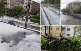 "Ca după potop! Acum ninge sau plouă?" Copaci rupți și drumuri acoperite de gheață, în mai multe zone din țară. În Satu Mare, câţiva nori păreau să aducă tornade