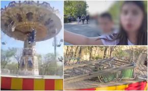 Momentul în care un carusel în mișcare, plin cu oameni, se prăbușește într-un parc de distracţii din Rusia. O fetiță de 10 ani este în stare critică