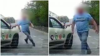 A oprit pe trecerea de pietoni, dar tot el a sărit la scandal. Un şofer din Suceava a ieşit din maşină cu un baston telescopic, nervos că e claxonat