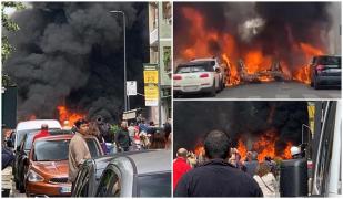 Explozii în lanț, în centrul orașului Milano. Mai multe mașini au luat foc, o școală a fost evacuată