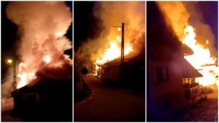 Un atelier de mobilă, o casă și mai multe anexe, distruse de flăcări, în Prahova. Pompierii au avut nevoie de trei autospeciale pentru a opri incendiul