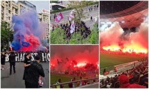 Arena Națională, în flăcări la eternul derby Steaua - Dinamo. Zeci de torțe au zburat spre tribuna gazdelor, dar și spre jucătorii dinamoviști