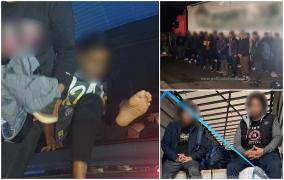 Zeci de migranți înghesuiți în TIR-uri care ieșeau din România. Erau ascunși printre mobilă și gresie, încercând să treacă ilegal în Ungaria