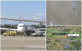 Avionul lovit de şoim, cu ruta Germania spre Cluj-Napoca, a ajuns la destinaţie cu o întârziere de 2 ore