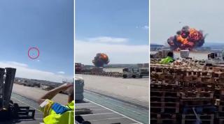 Momentul în care un avion F-18 se prăbușește fulgerător în Spania. Pilotul s-a catapultat cu 2 secunde înainte de impact