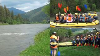 Rafting în inima Bucovinei. Amatorii de senzaţii tari au parcurs 12 km plini de adrenalină pe râul Bistriţa: "Foarte tare!" Cât costă experienţa