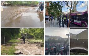 Ploi torenţiale şi vijelii în aproape jumătate de ţară. Oamenii au deschis geamurile să iasă apa din case