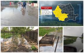 15 județe sub cod de furtuni până la ora 21. În Buzău, o ploaie torențială a făcut prăpăd în doar câteva zeci de minute. "Am scos copilul pe geam"